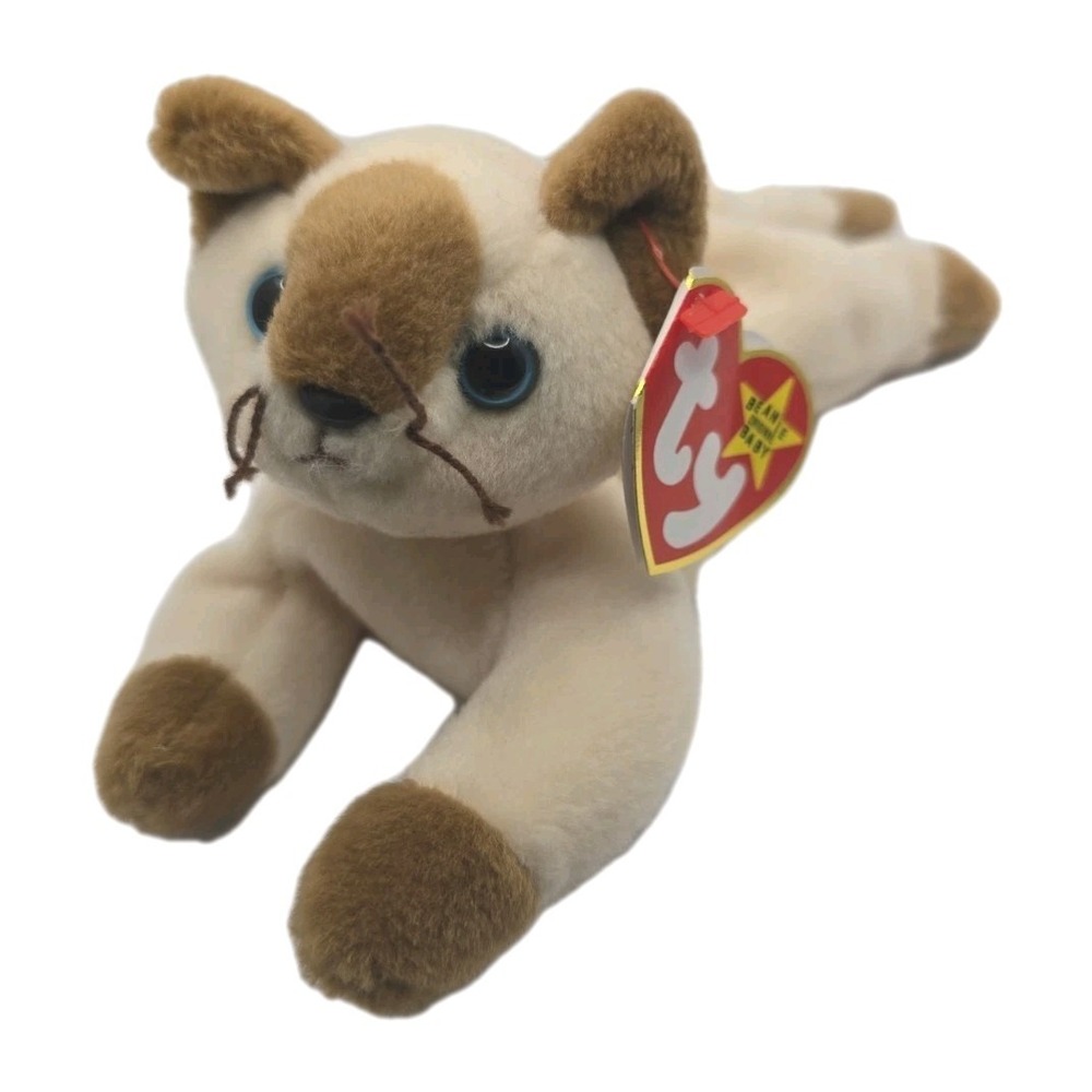 1996 Ty Beanie Baby "Snip" Retired Tan Brown Siamese Cat BB15